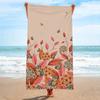 Florals Pattern Beach Towel Absorbent And Quick Drying Ultra-Fine Fiber Fabric Soft Dense Lightweight Texture Beach Towel