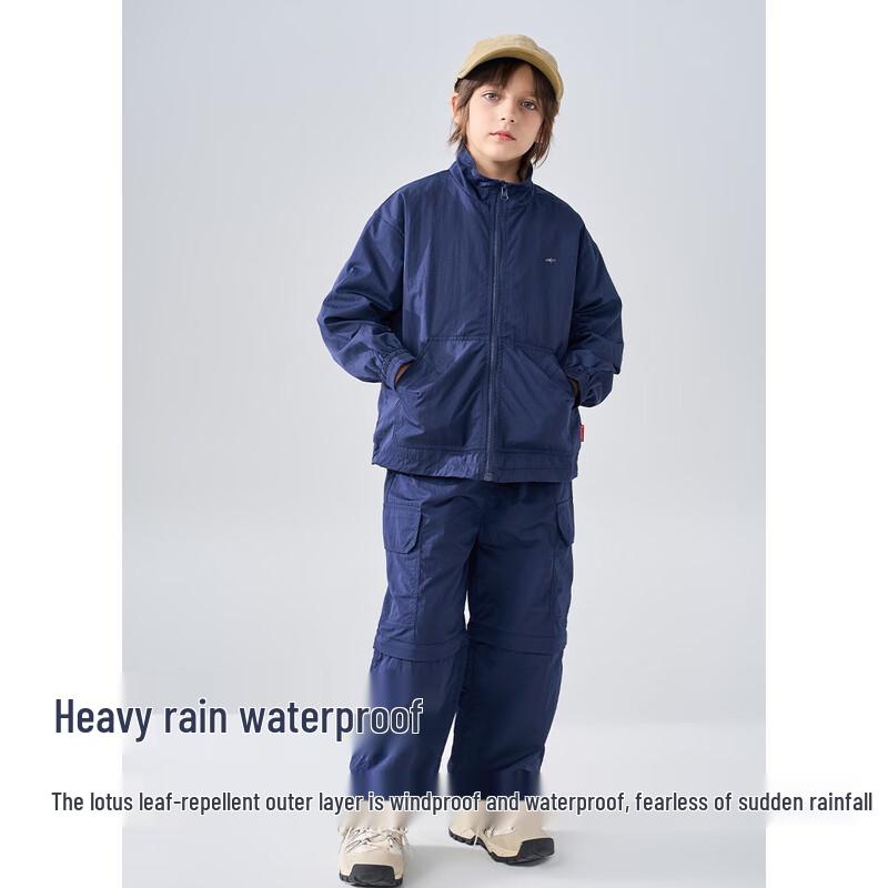 MengteJiao 2025 Unisex Kids' Workwear Style Jacket & Jogger Set