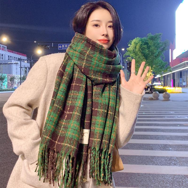 Autumn And Winter Plaid Scarf Thickened Imitation Cashmere Shawl Female Student Couple Warm Scarf