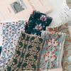 Women's Retro Floral Mid-Calf Cotton Socks - Autumn/Winter Embossed Style