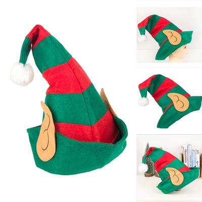 46x36cm Santa Hat Green Adult Women Hat With Elf Ears Soft Non-Woven Christmas Ornament Home Party Costume Accessories