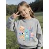 Kids Crewneck Long Sleeve Sweatshirt, Cute Pet Party Cartoon Print with Giraffe, Blue Rabbit & Cat