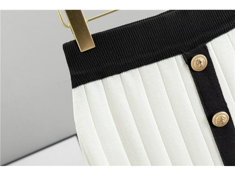 Elegantní francouzská společenská midi sukně a pletený kardigan dvoudílný set pro ženy - Podzimní/zimní kolekce