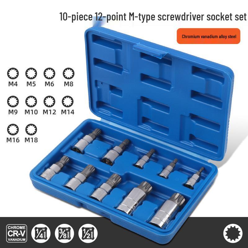 1/2'' Hex Torx Extended 12-Point Impact Socket Set