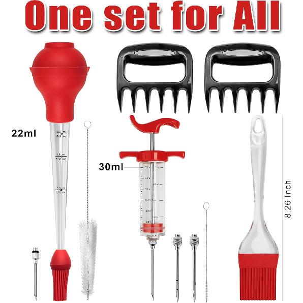 Professional Turkey Baster Meat Injector Syringe Kit, Baster for Cooking Thanksgiving & Christmas Turkey, Injector Marinades for Meats, Full Set with