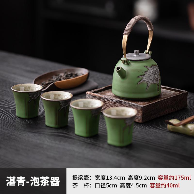 Retro coarse pottery teapot teacup Kung Fu tea set light luxury high-end home office meeting   new