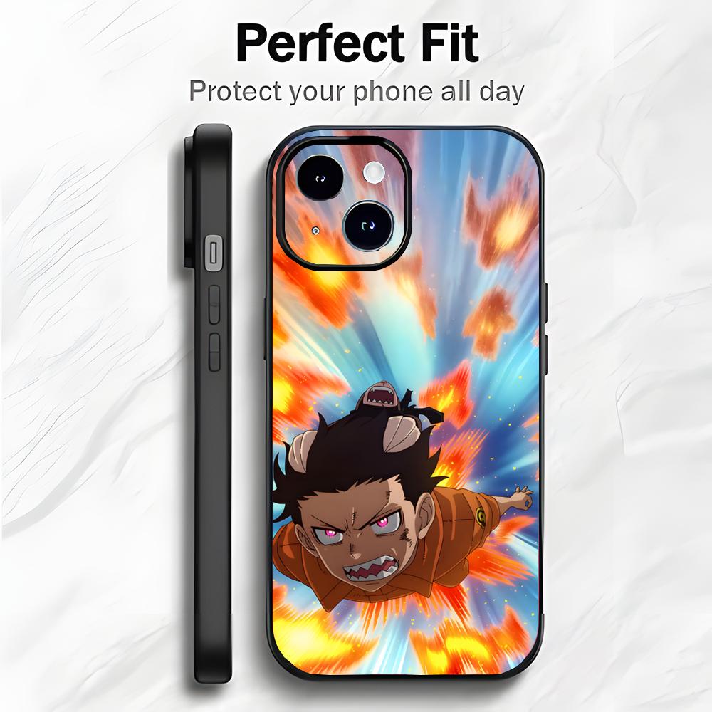 Mutige Aktion Japanischer Anime F-Fire Force Handyhülle Handyhülle Weiche Verpackung Leicht Für iPhone17 16 15 14 13ProMax