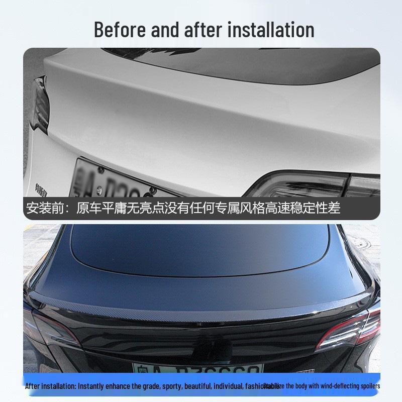 Tesla Model 3/Y Dry Carbon Fiber No-Drill Rear Spoiler Wing