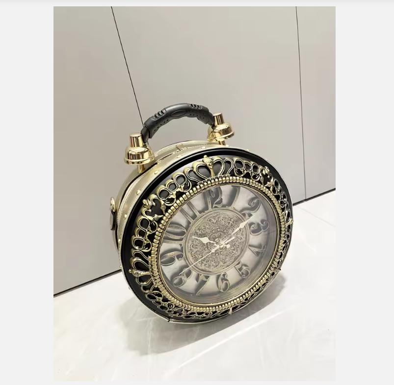 Luxury Designer Purses and Handbags Shoulder Bags funny clock-shaped bag funny Women's round bag pu leather Woman's bag