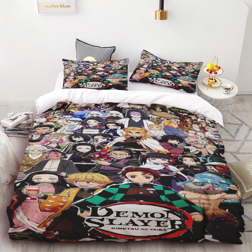 Duvet Cover Demon Slayer Kimetsu No Yaiba Kamado Nezuko Anime Polyester Bedding Set Duvet Cover Set Printed Cartoon Home Decor