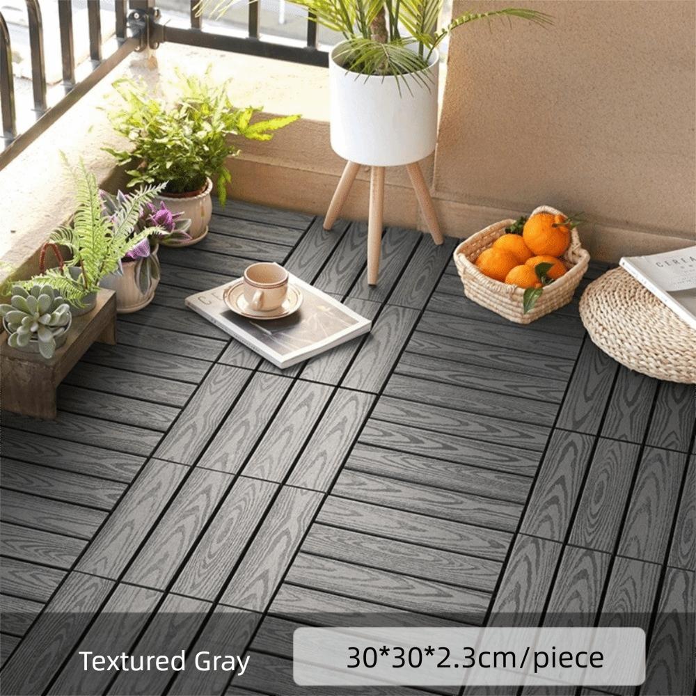 Interlock Wooden WPC Floor Hardwood Terrace Brick New Patio Deck Tiles  Landscaping