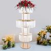 5-Tier Gold Crystal Flower Stand for Wedding Decor, Elegant Acrylic Iron Flower Holder, Modern Tabletop Display Rack for Party