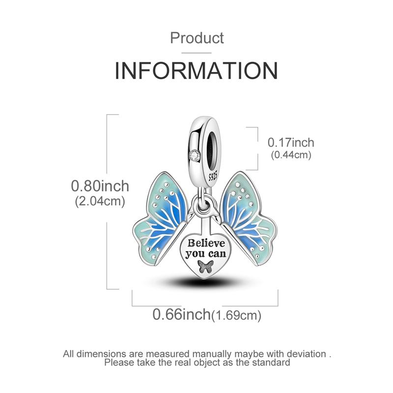 100% Real Copper Charms Bead Luminous Butterfly Dangle Fit Original Bracelet Diy For Woman Jewelry Party