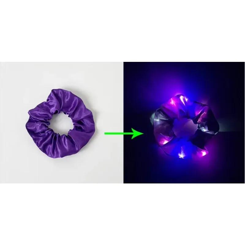 1pcs LED Luminous Hair Scrunchies Light Up Hair Scrunchies Elastic Light Women Girls Hair Bands for Halloween Christmas Party