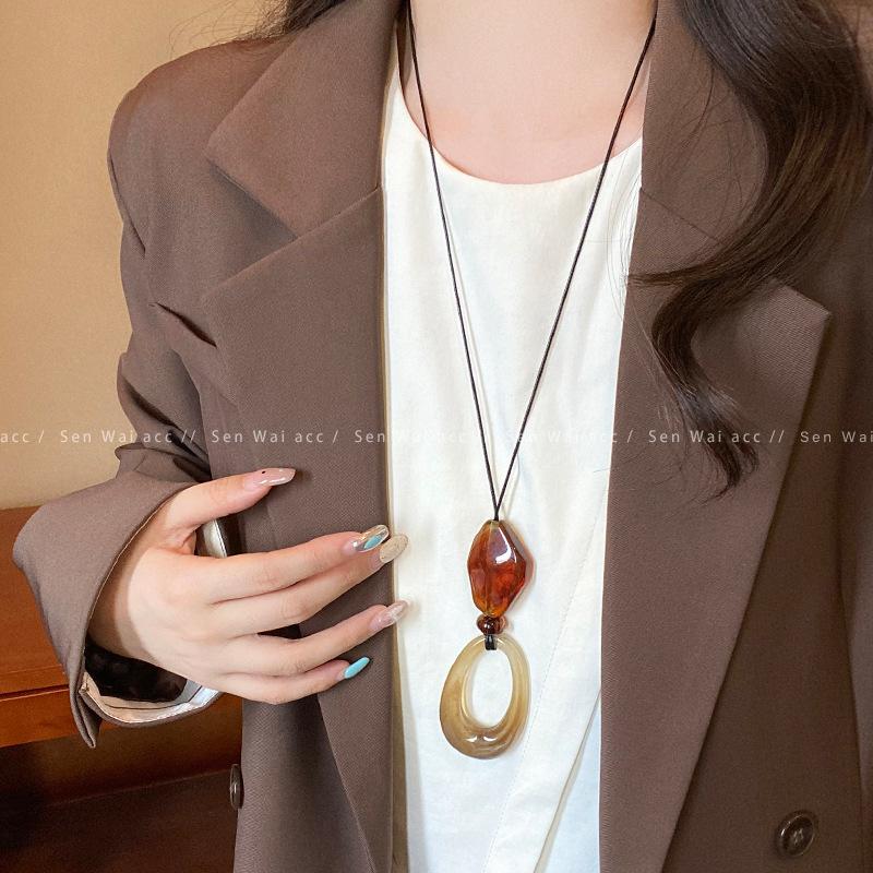 Майяр коричневое длинное ожерелье-подвеска женское взрыв ретро нишевый дизайн цепочка для свитера аксессуары