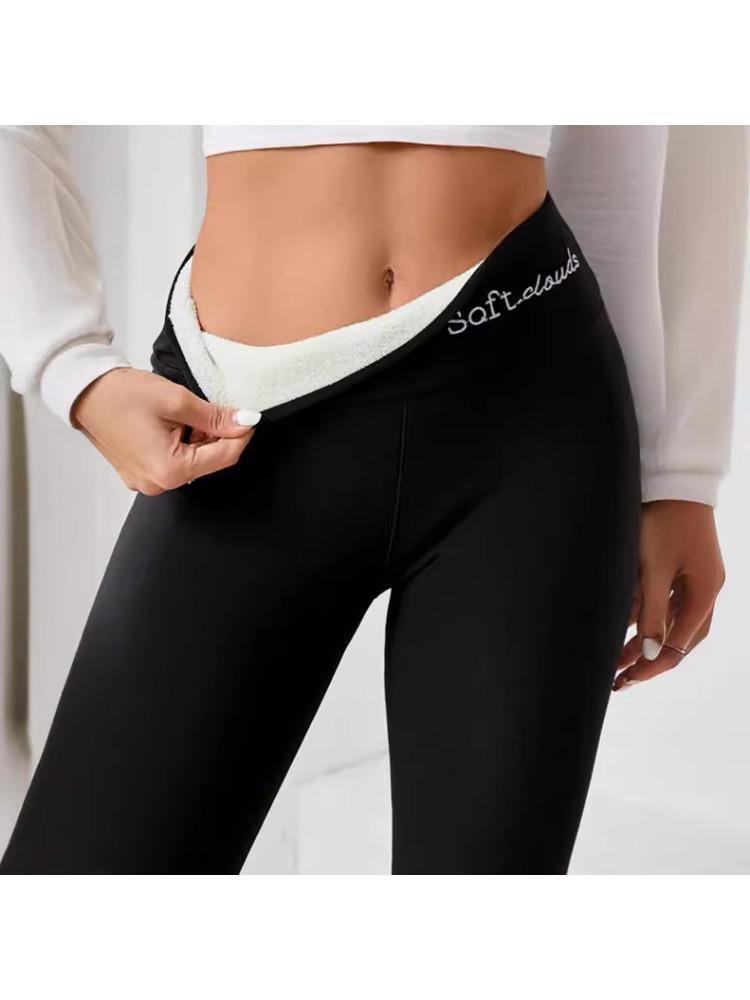 Padded and Thickened Light Plate Lamb Wool Bottoms Female Fall and Winter High Waisted Leggings Warm Pants Yoga Pants
