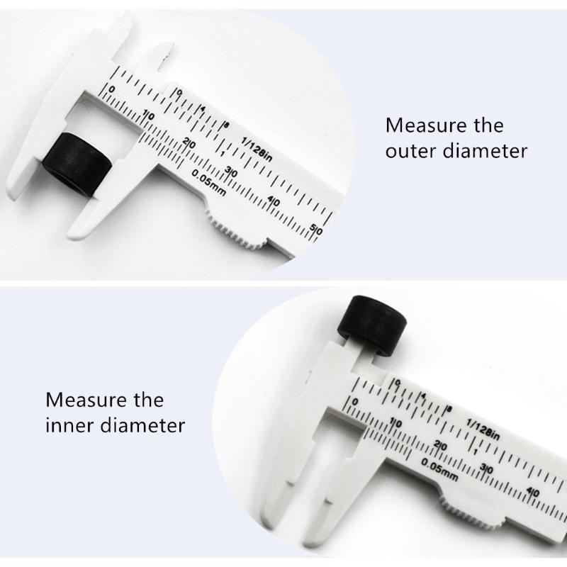 4PCS 80 mm Mini Plastic Calipers Verniers Calipers Double Scale Sliding Gauges Measuring Tool Student Office Use