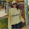VAYLA Yellow Knitted Letter Sweater Women Elegant Round Neck Long Sleeve Short Pullover Casual Lady New Street Sweaters