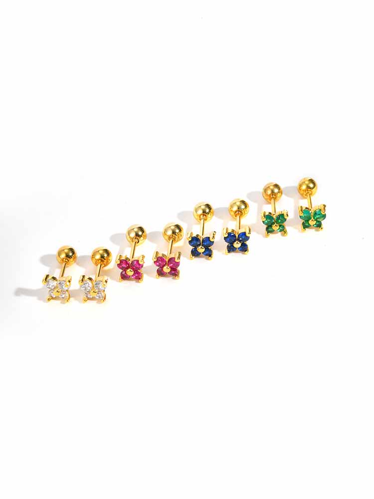 Stainless Steel Cartilage Earrings Butterfly CZ Studs Hypoallergenic Piercing Jewelry for Women Girls, Cubic Zirconia Ear Stud