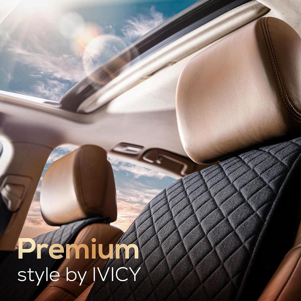 IVICY Leinen-Autositzbezug für Autos - Weich &; Atmungsaktive Front-Premium-Abdeckungen mit Anti-Rutsch-Schutz Universell passend für die meisten Autos, Vans, SUVs,