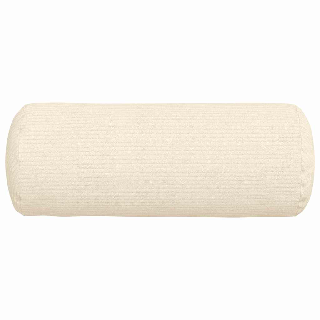 Bolster Cushions 2 pcs Cream Ø 15 x 40 cm Cord Fabric