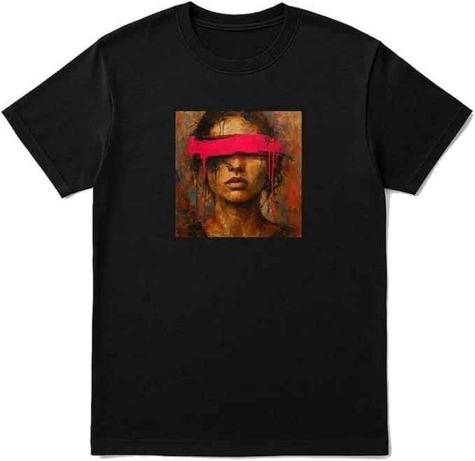 Abstract Woman Portrait T-Shirt – Bold Pink Brushstroke Art Tee XXL