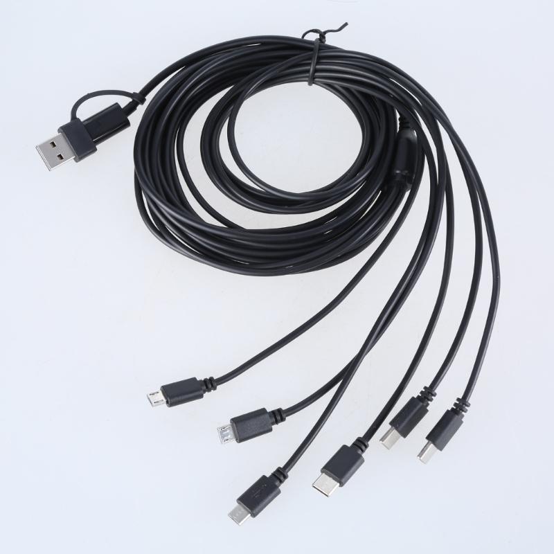 Multi Charging Cable 6Port USB Charging Cord with Type C and USB Connectors for Electronics 150cm/50cm Length
