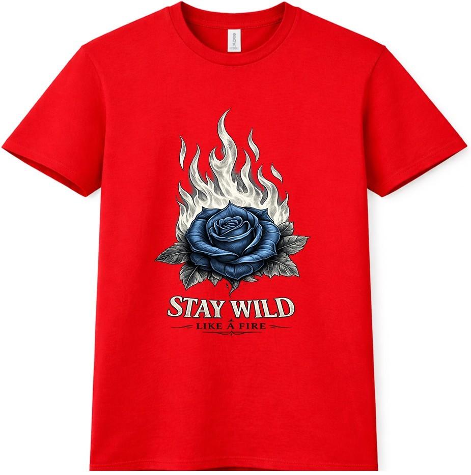 Rose Stay Wild T Shirt Flaming Biker Tattoo Rebel Graphic Vintage Tee S