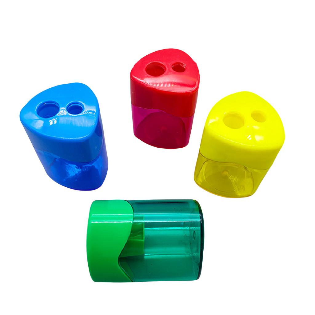 2-hole Pencil Sharpener - Handheld, Manual Pen Sharpener, 4 Portable Stationery Items