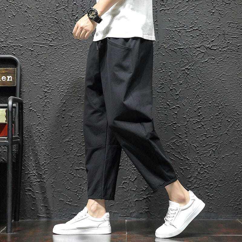 

Men s Striped Harem Pants: Youth Trend Casual Wide-Leg Nine-Point Fit 3XL