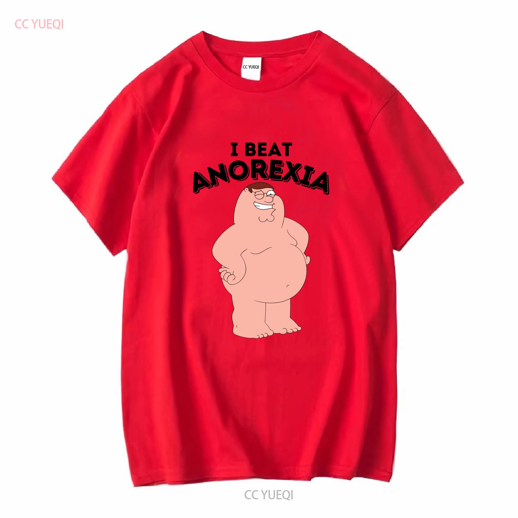 СМЕШНАЯ ФУТБОЛКА PETER GRIFFIN Я ПОБЕДИЛ АНОРЕКСИЮ МУЖСКАЯ ЖЕНСКАЯ УНИСЕКС ПОДАРОК НА ДЕНЬ РОЖДЕНИЯ винтажная Стирка Графический уличный стиль Повседневная S