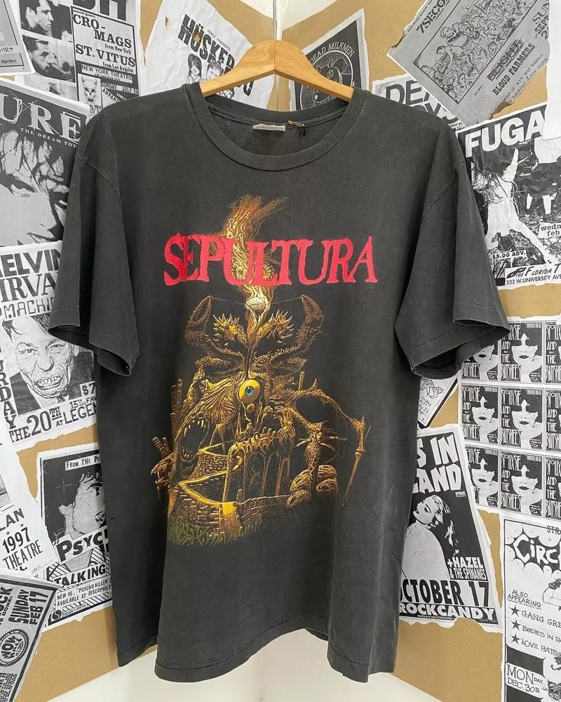 

Sepultura T-Shirt Vintage 90s Rock Band Tee Black Unisex Unisex T-Shirt L
