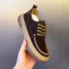 Men's Shoes Retro Frosted Leather Thick Soled Casual Brown Lace Up Trendy Fashionable Height Increasing Kangaroo Loafers