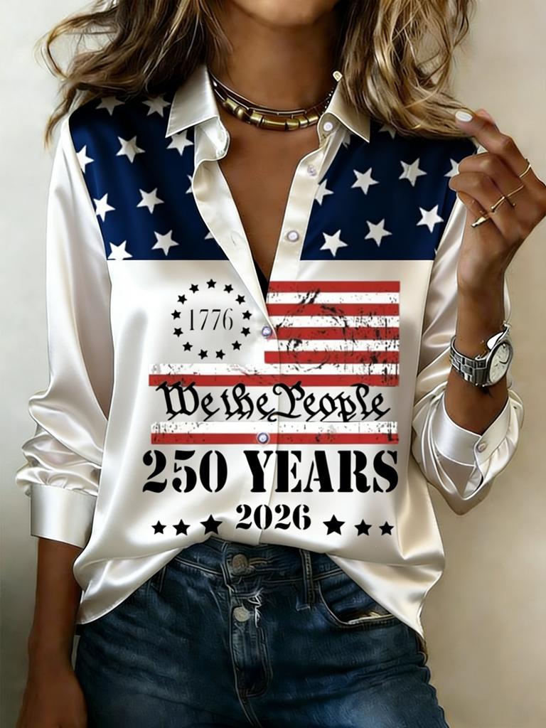 Camicia rétro a righe contrastanti in raso a maniche lunghe, camicia da pendolare temperamentale americana rétro, larga e sottile