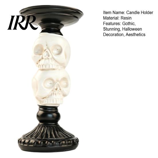 Dark Academia Home Decor Halloween Candlestick Holder Decoration, Gothic Raven Skull Candle Holder, Table Decoration Spooky Taper Stand for