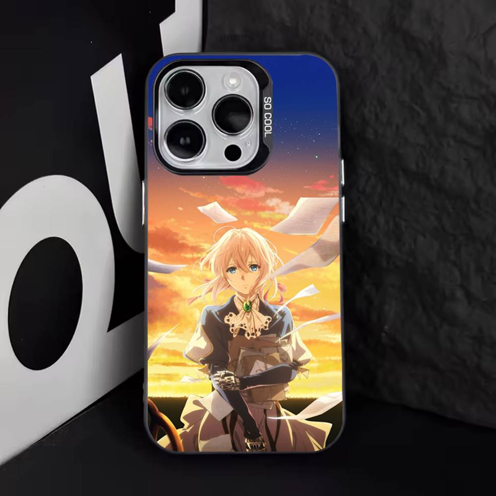 

V-Фиолетовый Чехол для Телефона с Аниме Violet Evergarden Для iPhone 16,15,14,13,12,11,8,7,Pro,Max,Plus,Mini,XS,SE Противоударный Черный Матовый Жесткий iPhone12