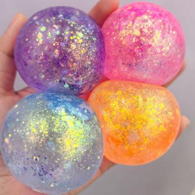 1/4Pcs Glitter Stress Relief Ball Toy Transparent Multicolor Squeeze Sugar Ball Portable Travel Home Office Anxiety Relieving Fidget Ball