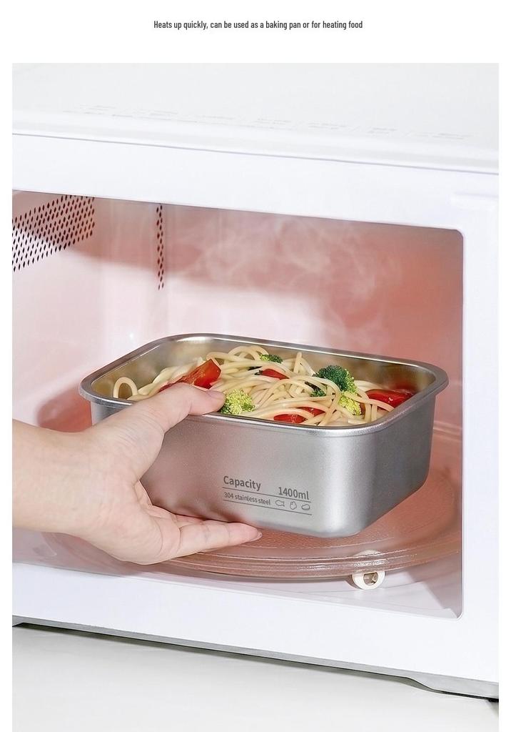 304 Stainless Steel Food Grade Fresh-Keeping Lunch Box with Lid for Refrigerator Storage and Meal Prep.