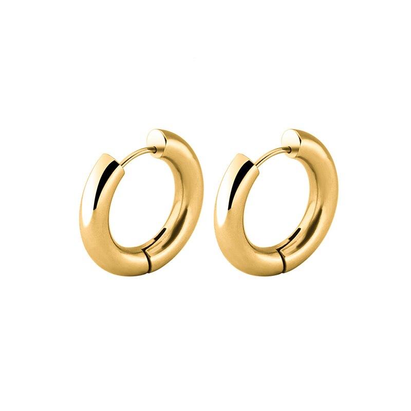Classic Minimalist Stainless Steel Chunky Hoop Earrings Gold Color R Tone Color Huggie Circle Ear Women Rings Jewelry AccessoriesClassic Jewelry