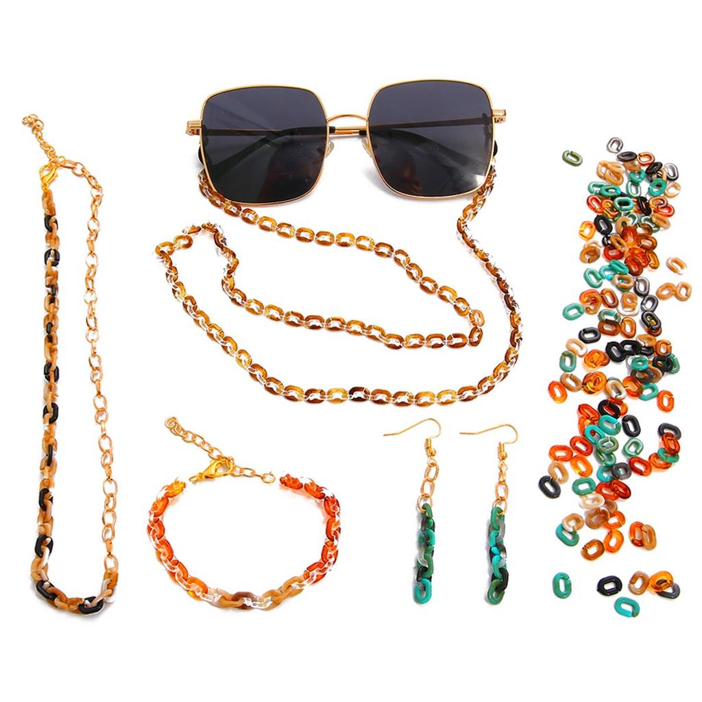 100 sztuk akrylowy płaski Twist płaski łańcuch w kształcie litery O otwarty pierścień koraliki złącze ogniwo łańcucha do tworzenia biżuterii