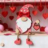 Valentines Day Wooden Gnomes Decoration Rose Gnomes Figurines Shelf Sitter with Dangling Legs Romantics Valentine Gift