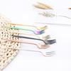 4PCS Stainless Steel Cutlery Rainbow Cake Fruit Fork Dinner Salad Fork Tableware Gold Dessert Fork For Hotel Party Kitchen Tool