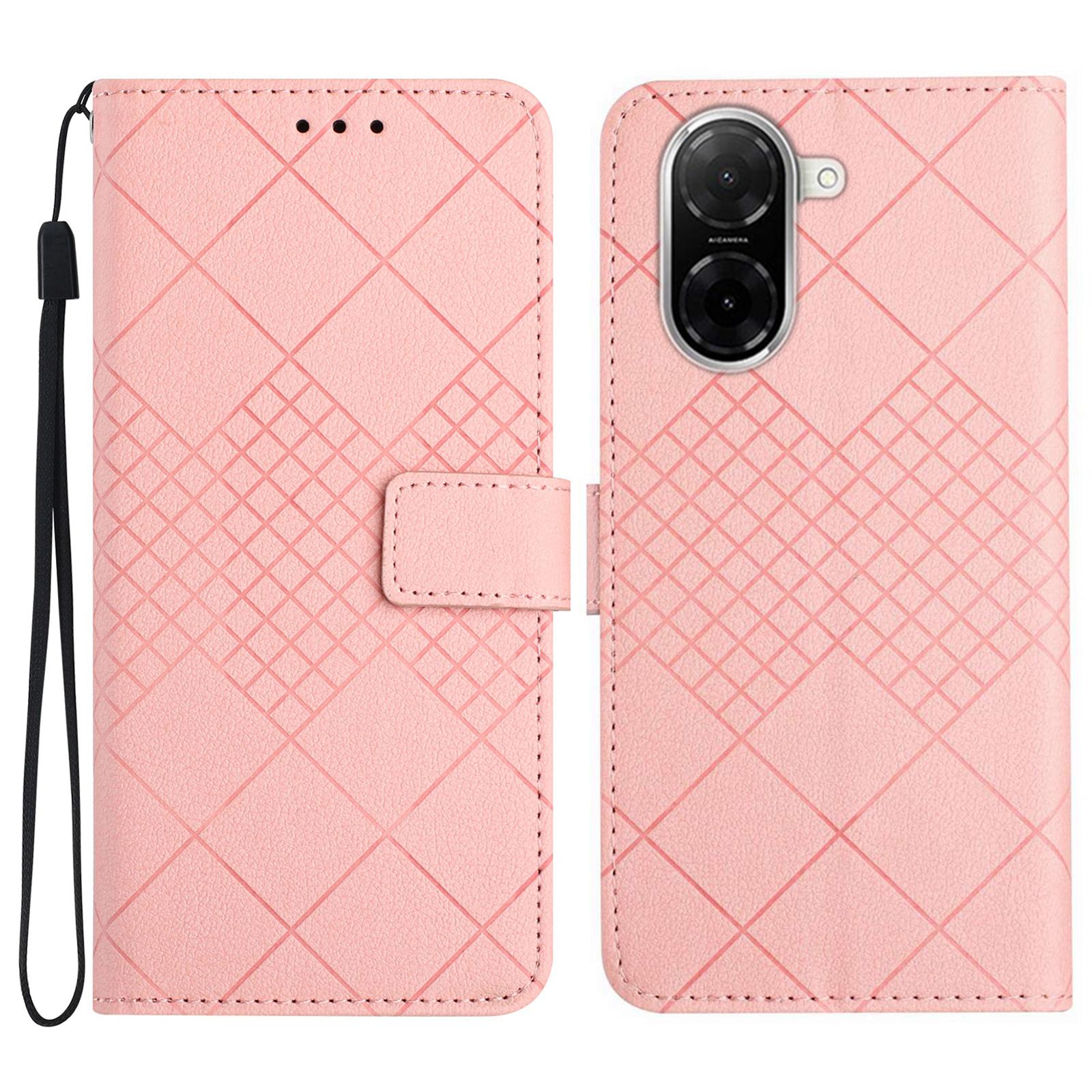 

For Xiaomi Redmi A5 4G (171.7mm)/Poco C71 4G Phone Case Wallet Imprint PU Leather Flip Folio Cover Pink