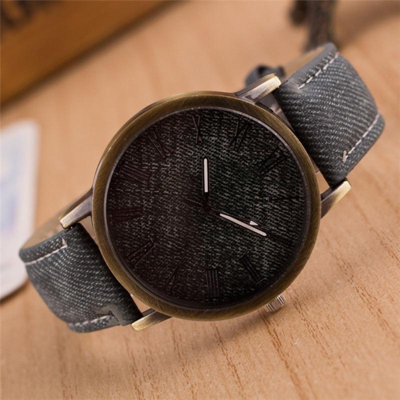 Men's VintaeWatch Men's Bronze Watch Scale Denim Strap Quartz Watch