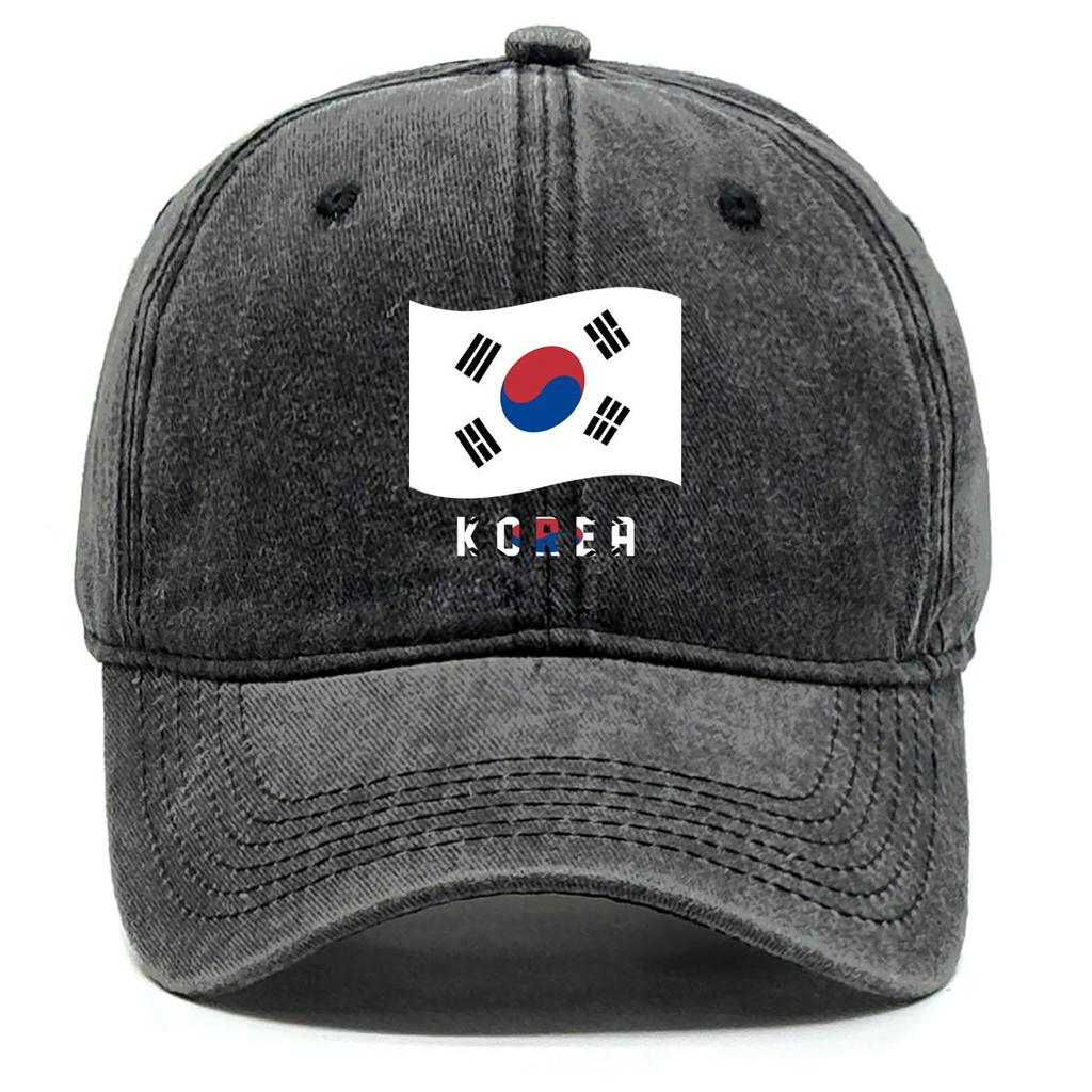 South Korea Flag Waves Print Snapback Baseball Cap, Sports Hat Hip Hop Non-Stretch Fabric Adjustable Buckle Sun Visor Adjustable Baseball Hat