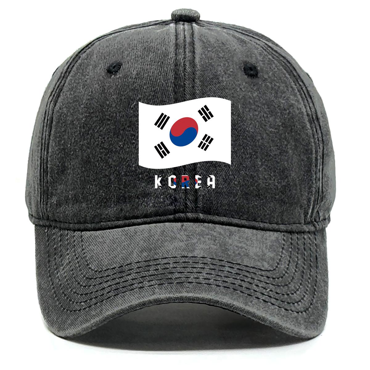 

South Korea Flag Waves Print Snapback Baseball Cap, Sports Hat Hip Hop Non-Stretch Fabric Adjustable Buckle Sun Visor Adjustable Baseball Hat as the picture чёрный