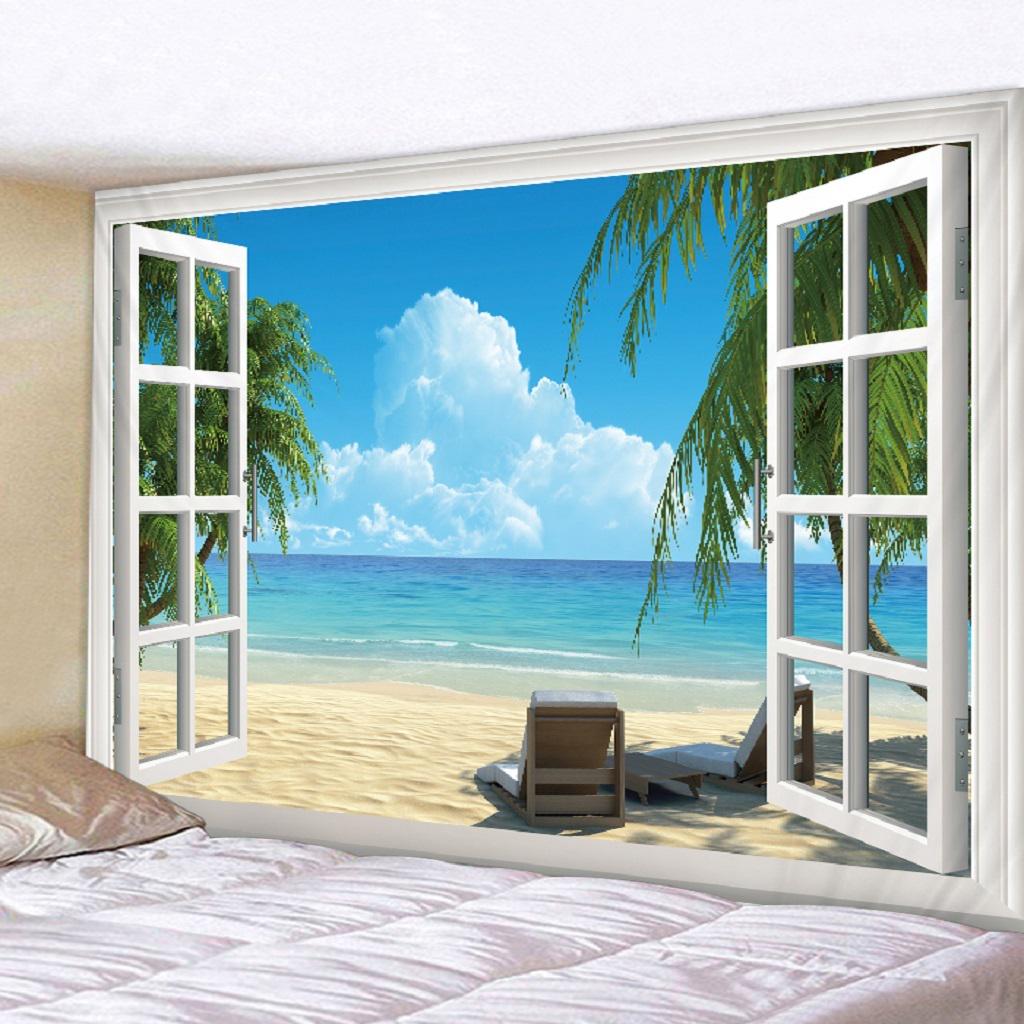 

3D Настенный подвесной занавес для декора вечеринки Beach_150x150cm