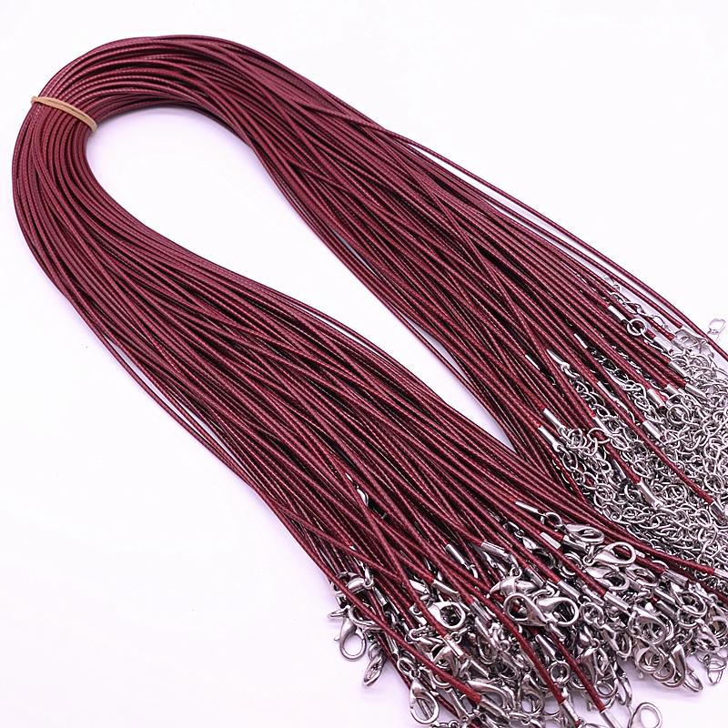 New 10pcs 1.5mm Leather Cord Wax Rope Chain Necklace Extender Chain Lobster Clasp DIY Jewelry Accessories