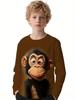 Vêtements pour enfants T-shirts pour garçons Manches courtes Mignon Garçon Enfant T-shirt Haut Impression Singe 3D Amusant Décontracté Enfants Vêtements d'été