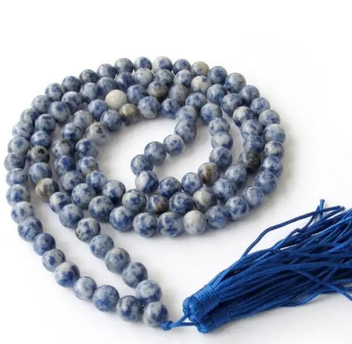 

8 мм тибетское буддийское 108 синее ожерелье Мала с молитвой
